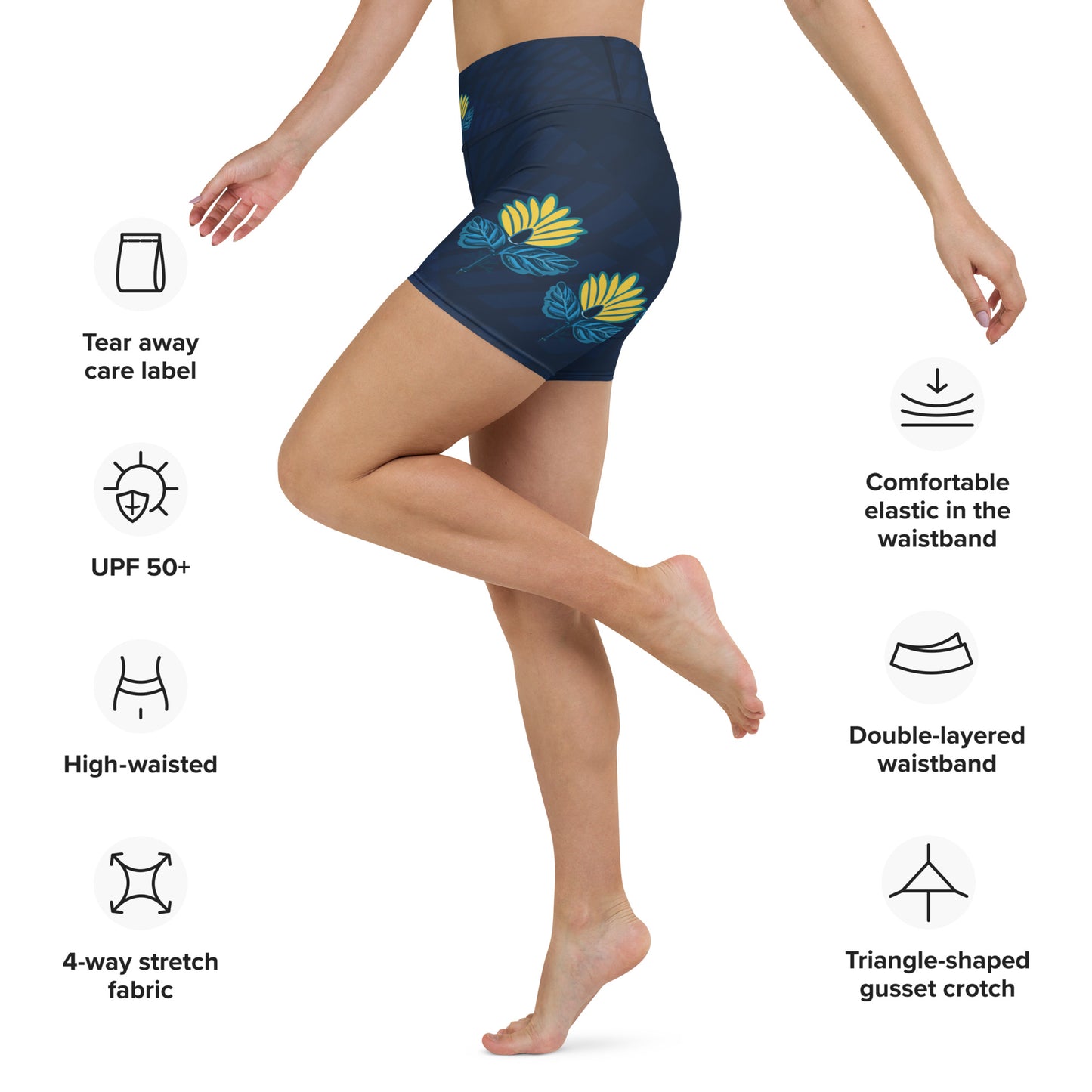 FLOWER POWER. Yoga Shorts. High waist.