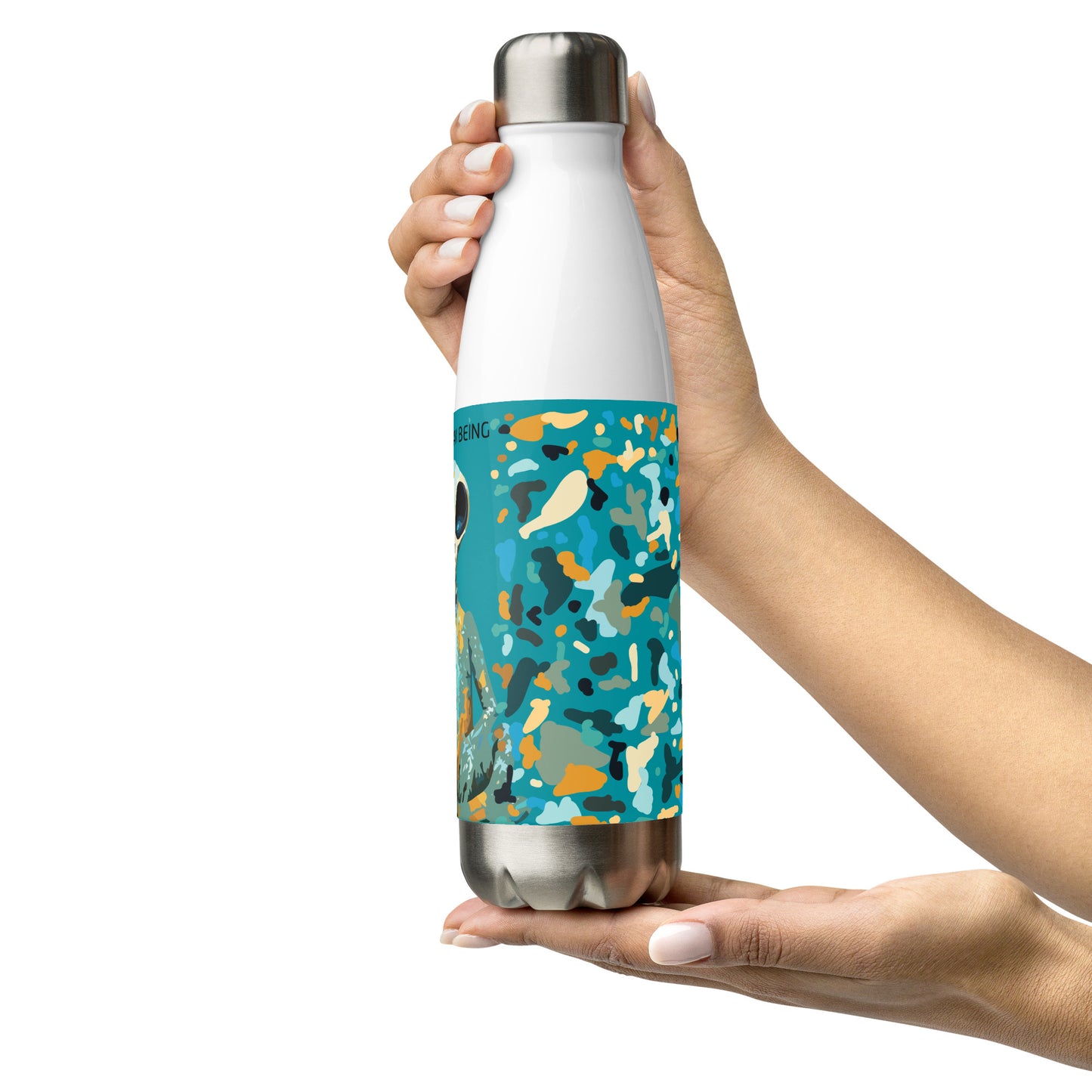 OUT OF SPACE. Stainless steel water bottle 500ml. FAKE HuMAN BEING.