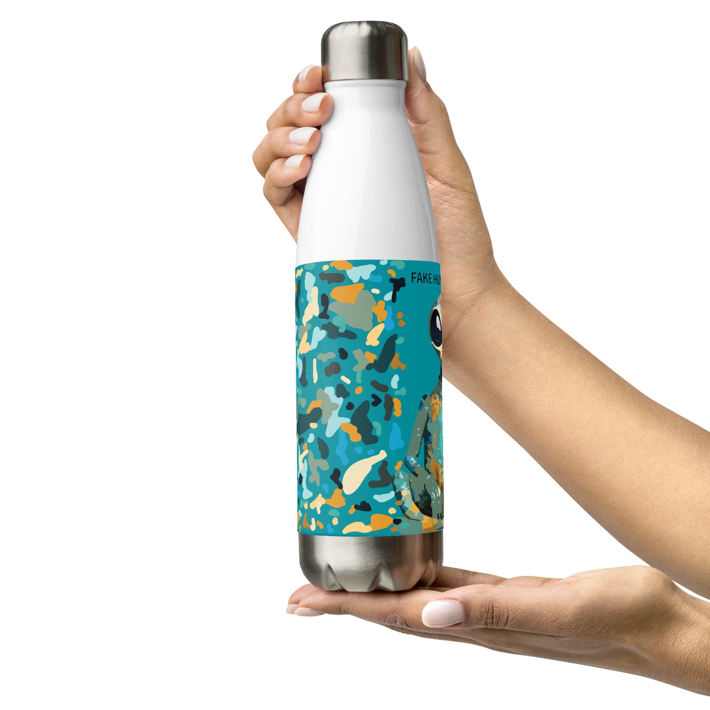 OUT OF SPACE. Stainless steel water bottle 500ml. FAKE HuMAN BEING.