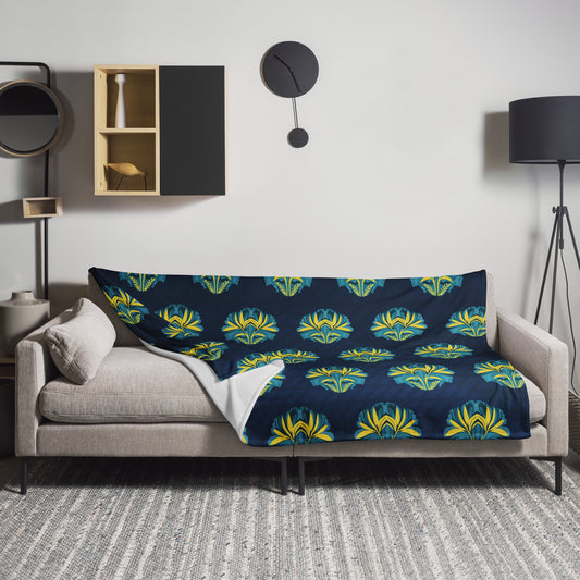 VIBE TRIBE. Throw Blanket. Pachamama. Dark blue.