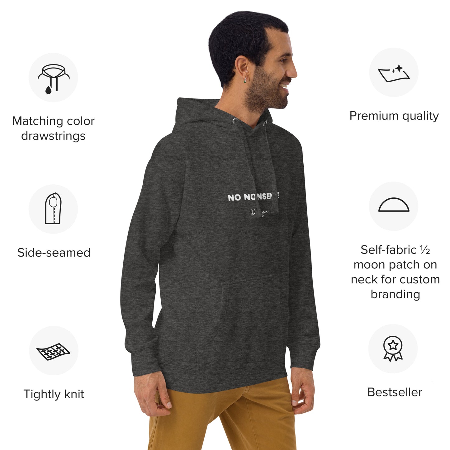 ATTITUDE. Unisex Hoodie. NO NONSENSE DESIGN.