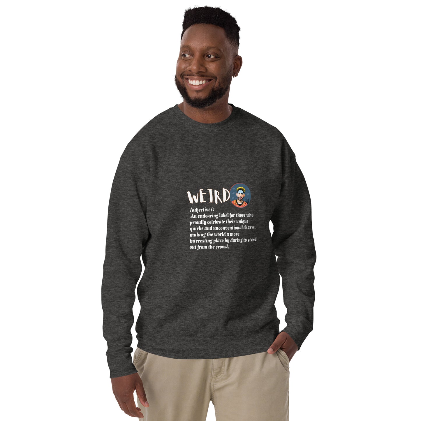 LABELLED. Unisex Premium Sweatshirt. WEIRD.