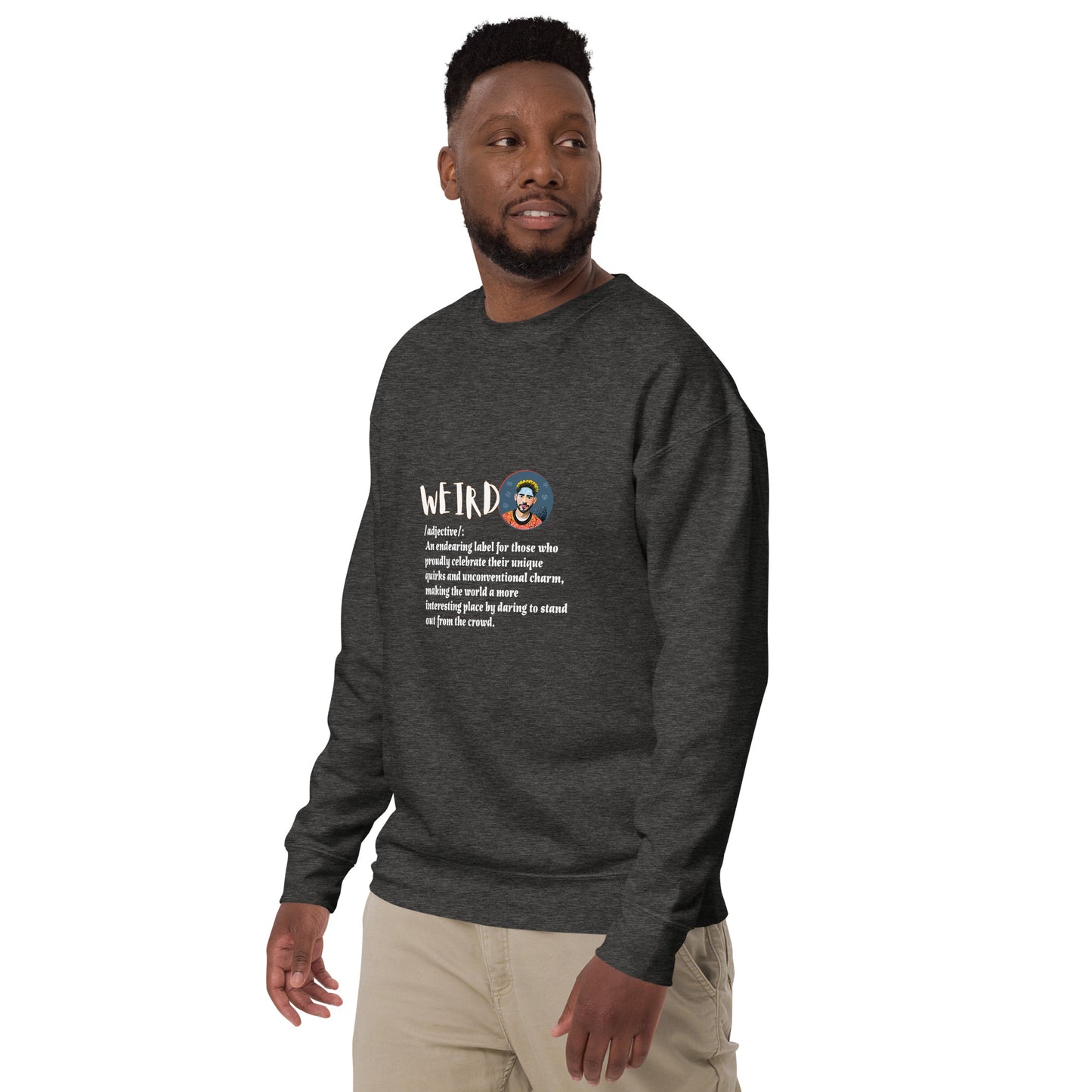 LABELLED. Unisex Premium Sweatshirt. WEIRD.