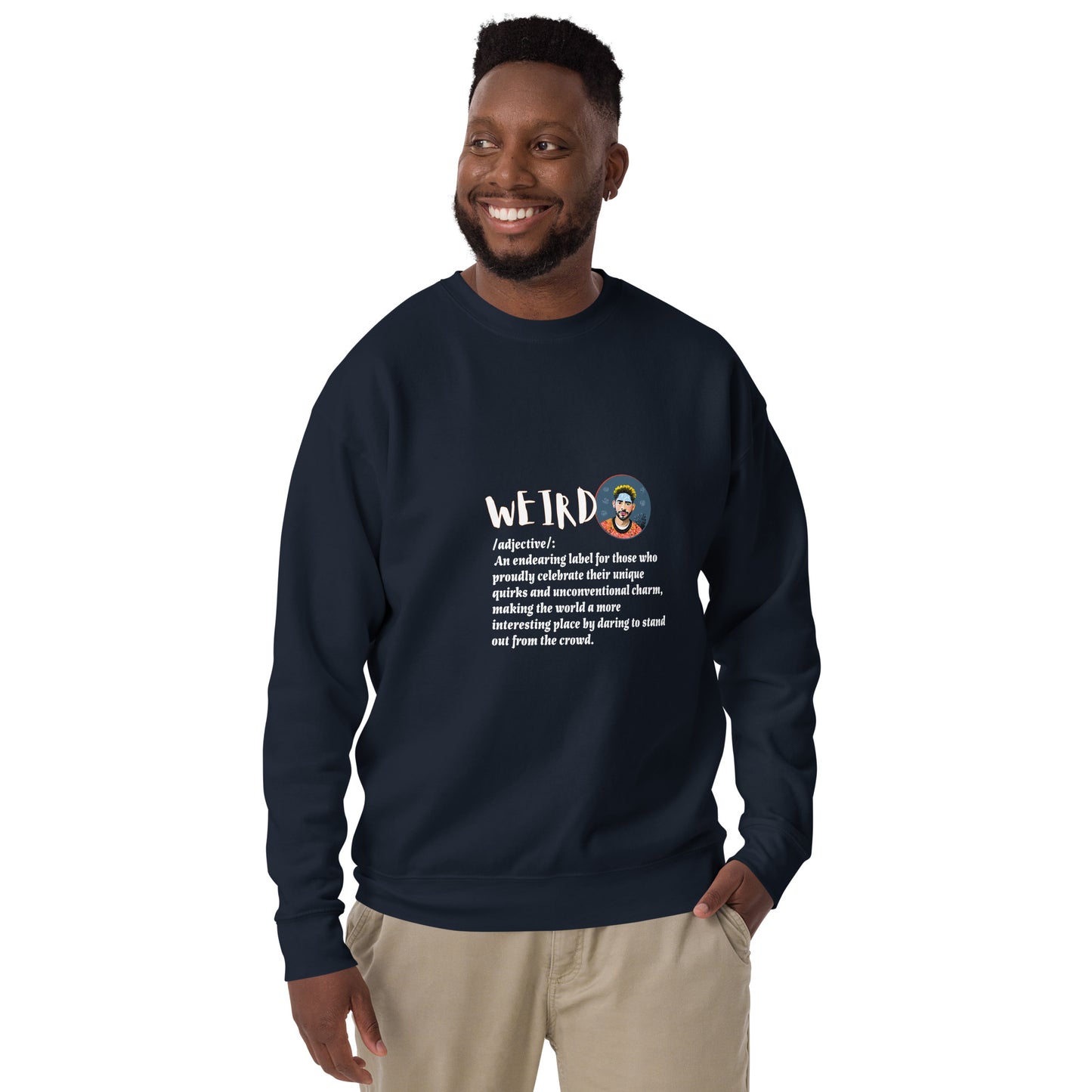 LABELLED. Unisex Premium Sweatshirt. WEIRD.