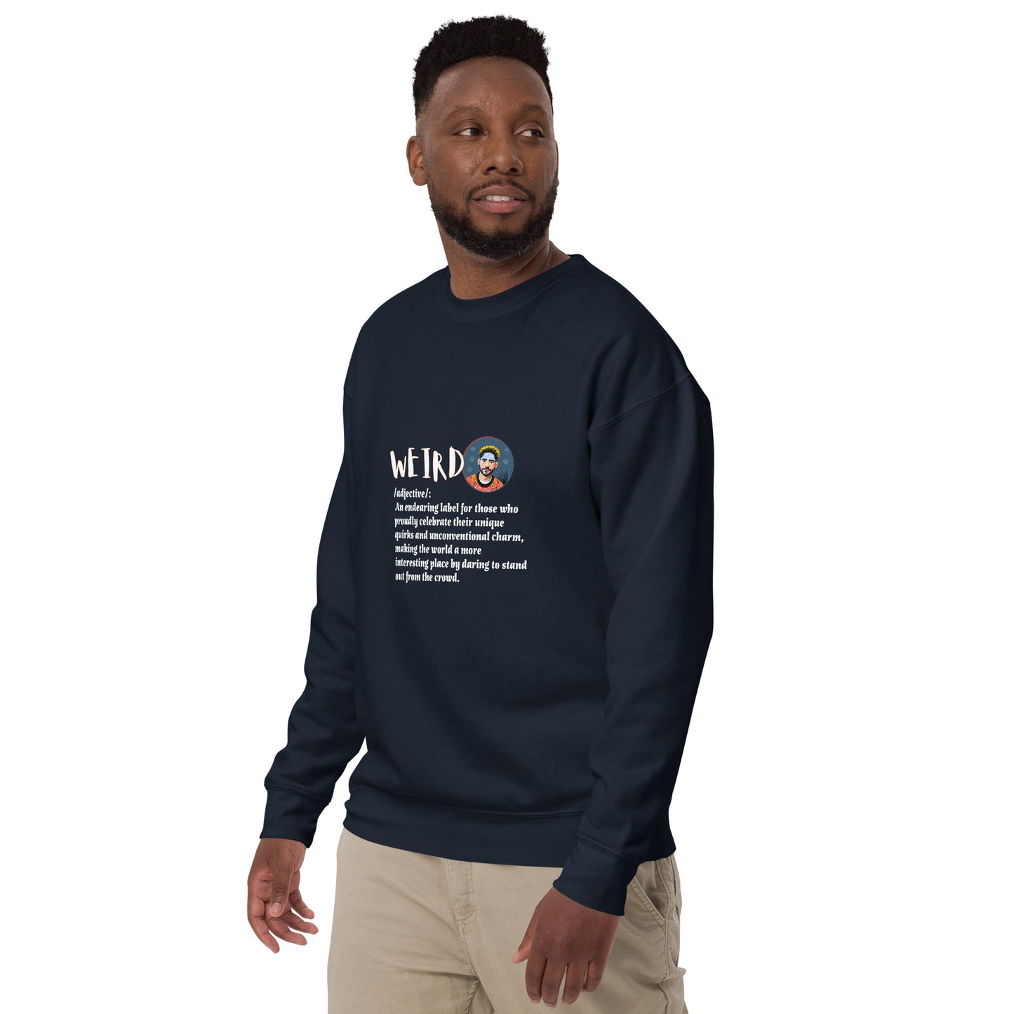 LABELLED. Unisex Premium Sweatshirt. WEIRD.