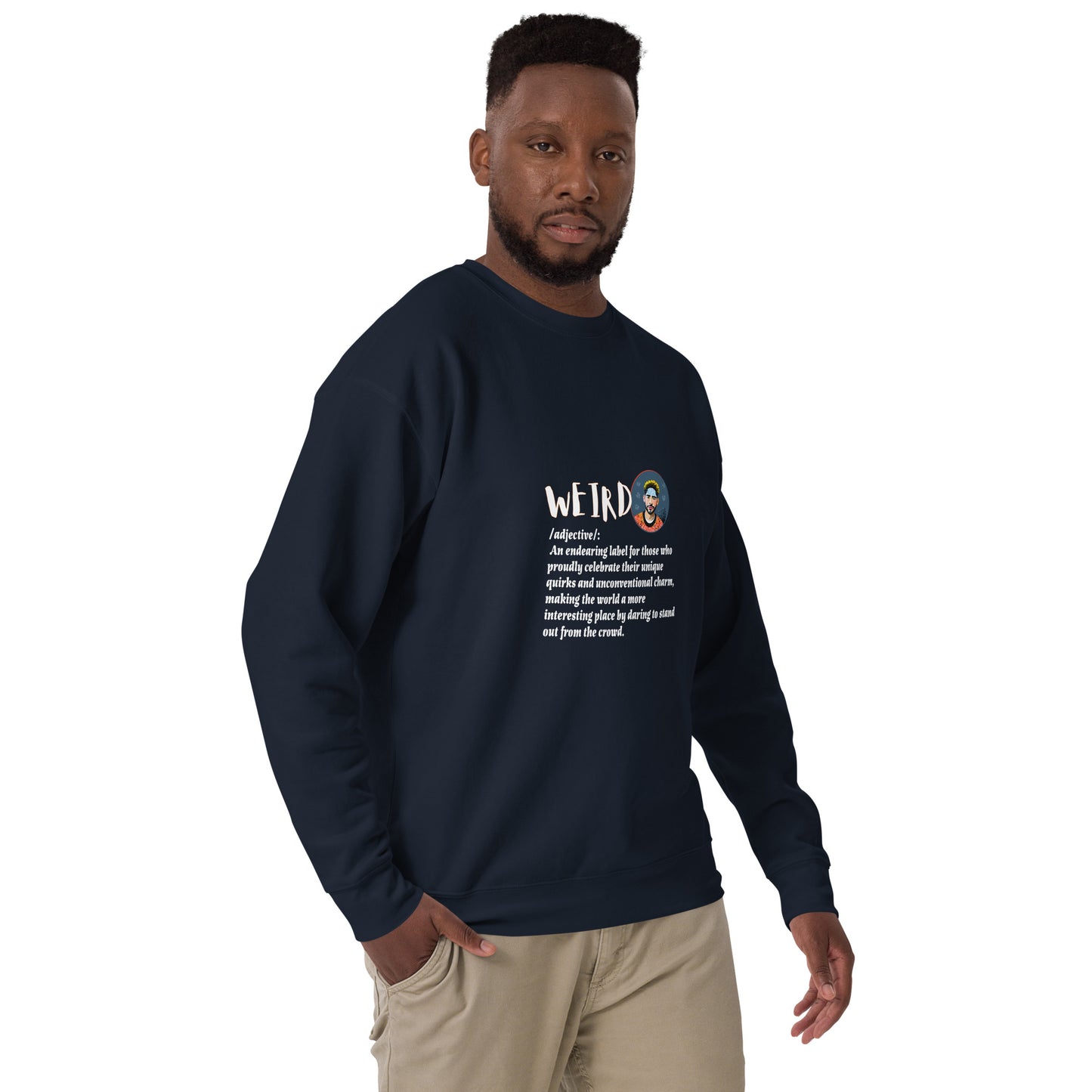 LABELLED. Unisex Premium Sweatshirt. WEIRD.