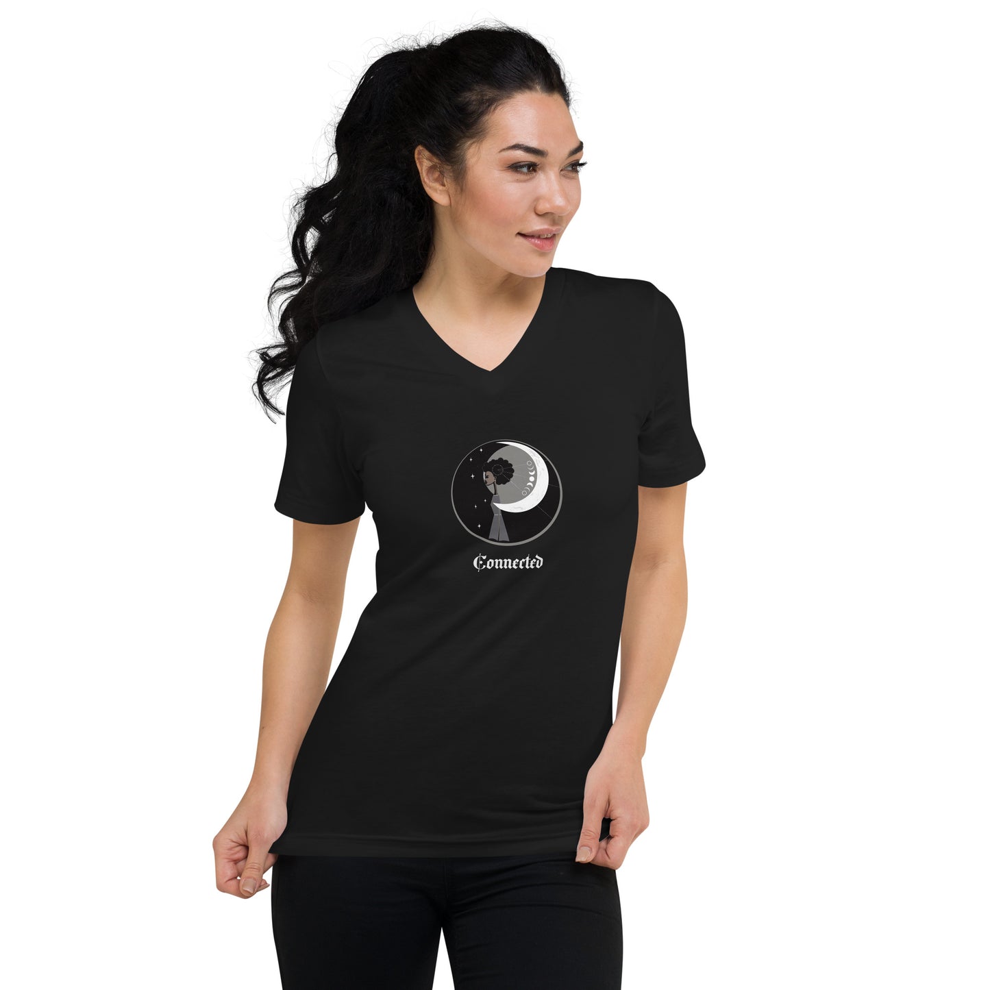 UNDER THE INFLUENCE. Unisex Short Sleeve V-Neck T-Shirt. CONNECTED.