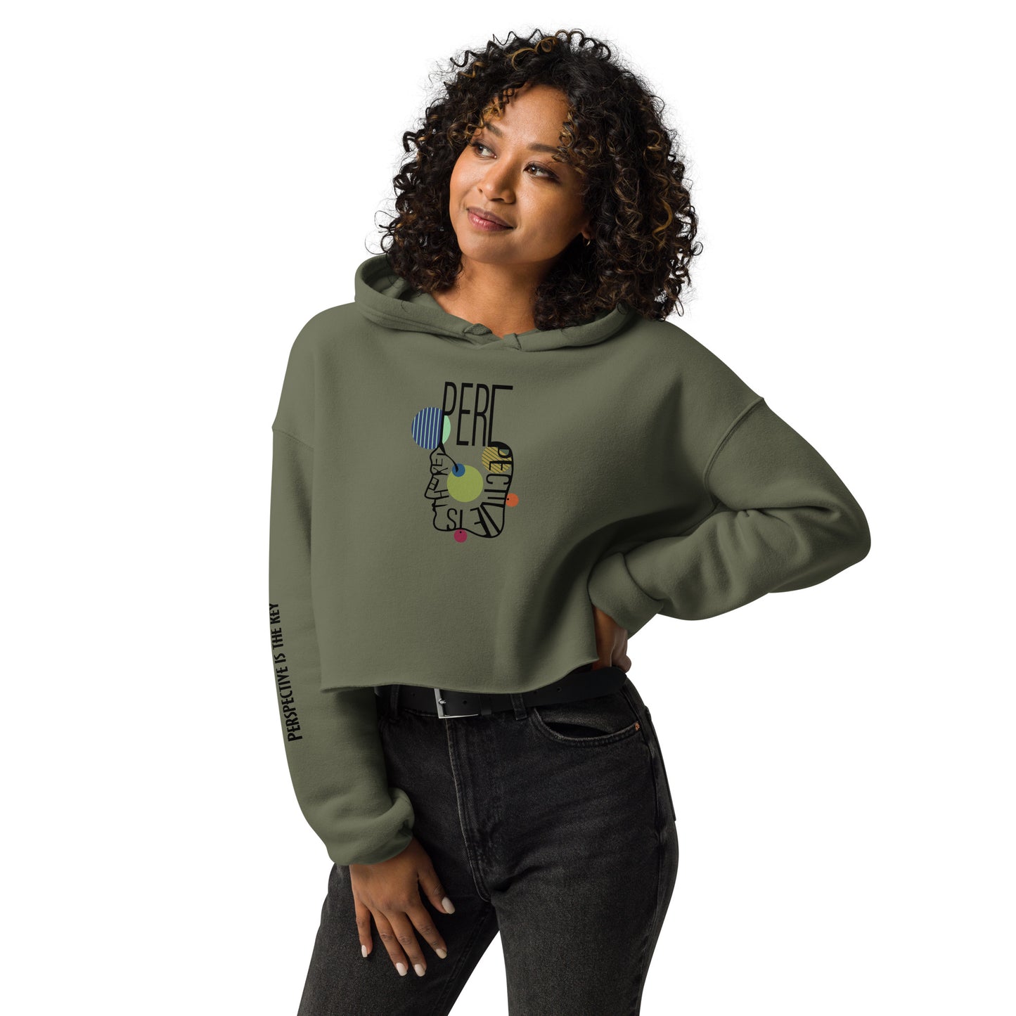 ATTITUDE. Crop Hoodie. PERSPECTIVE IS THE KEY.