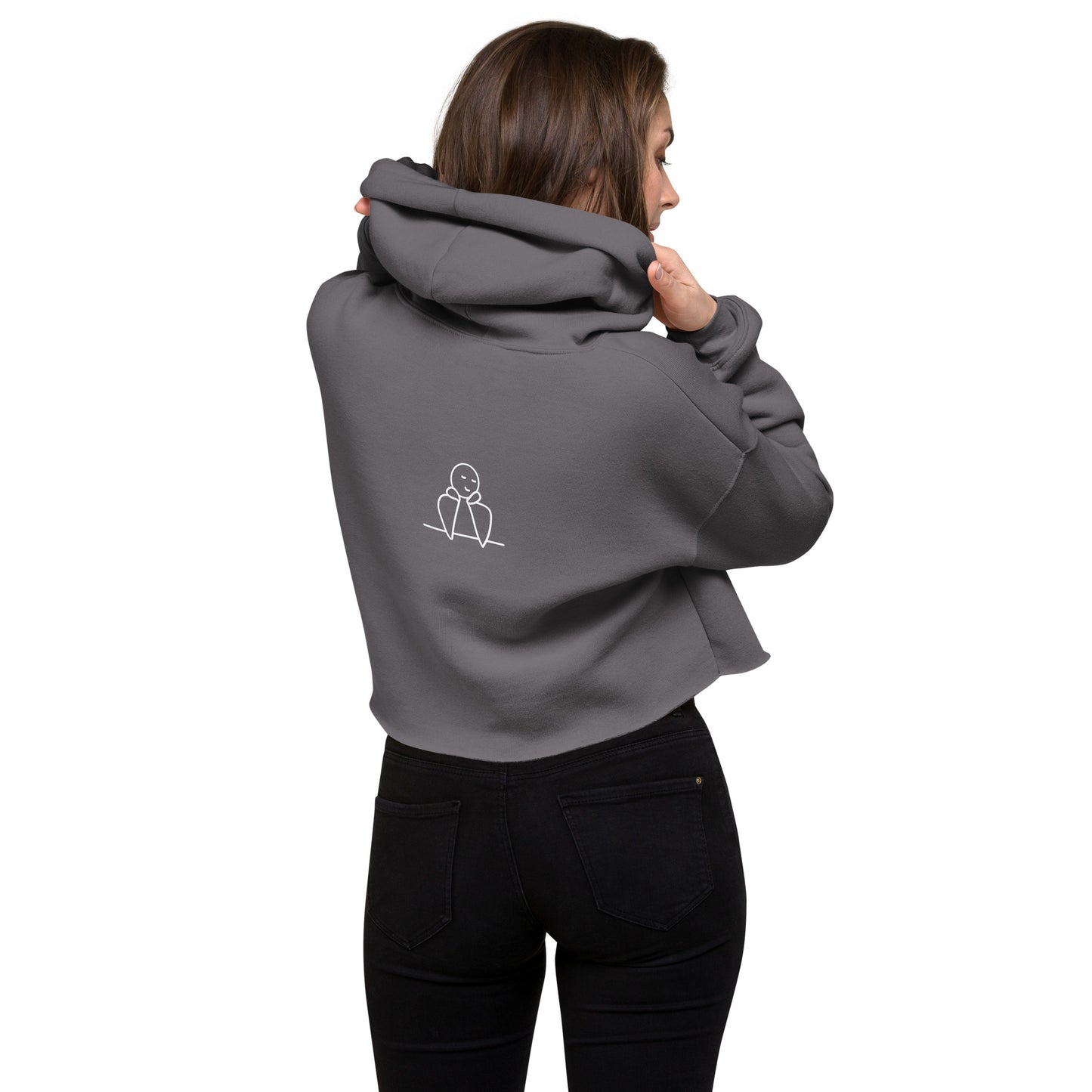 ATTITUDE. BE KIND. Designed Crop Hoodie. Black, grey.