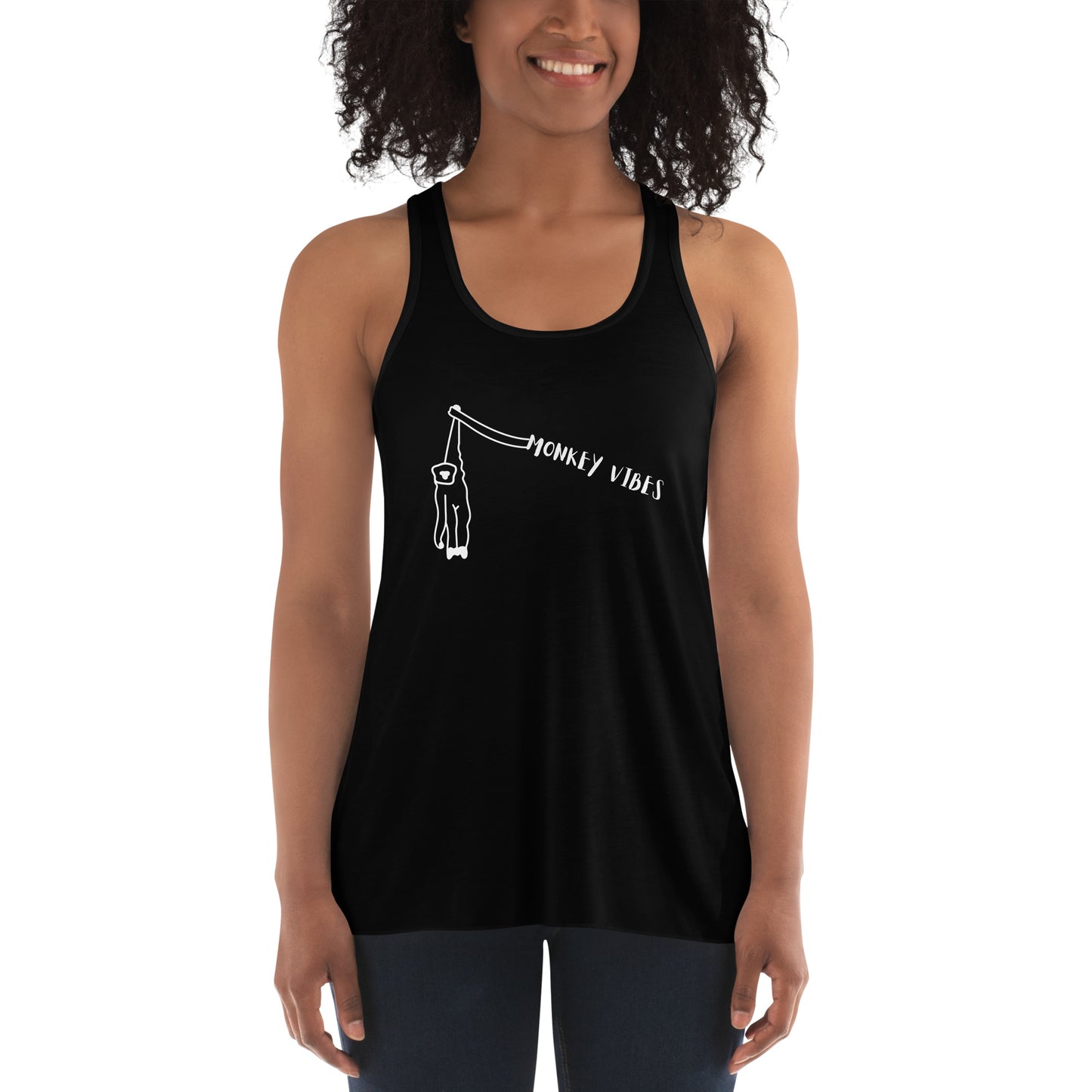 ANIMAL INSTINCT. Women's Flowy Racerback Tank. MONKEY VIBES.