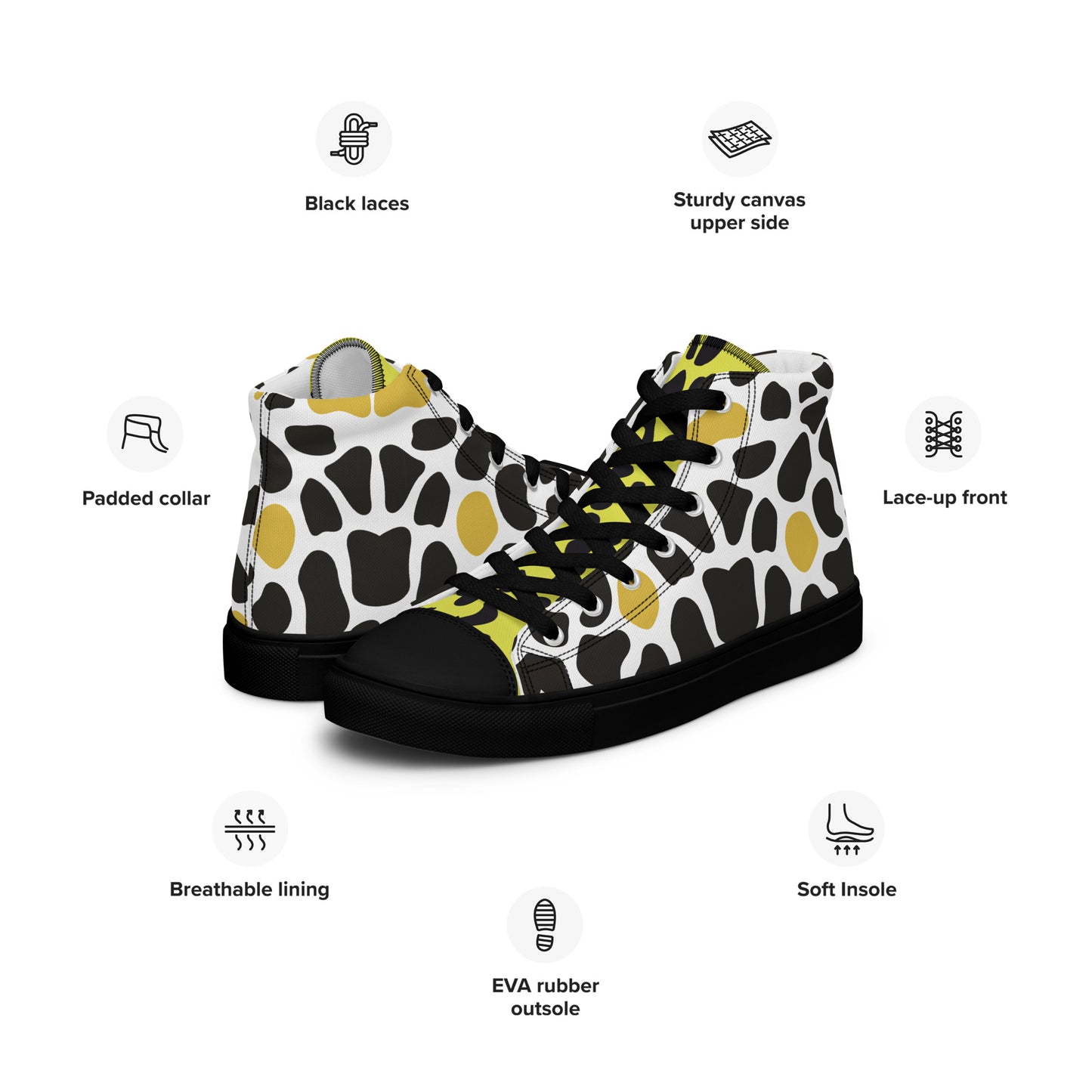 ANIMAL INSTINCT. Women’s high top canvas shoes. Wild cat.