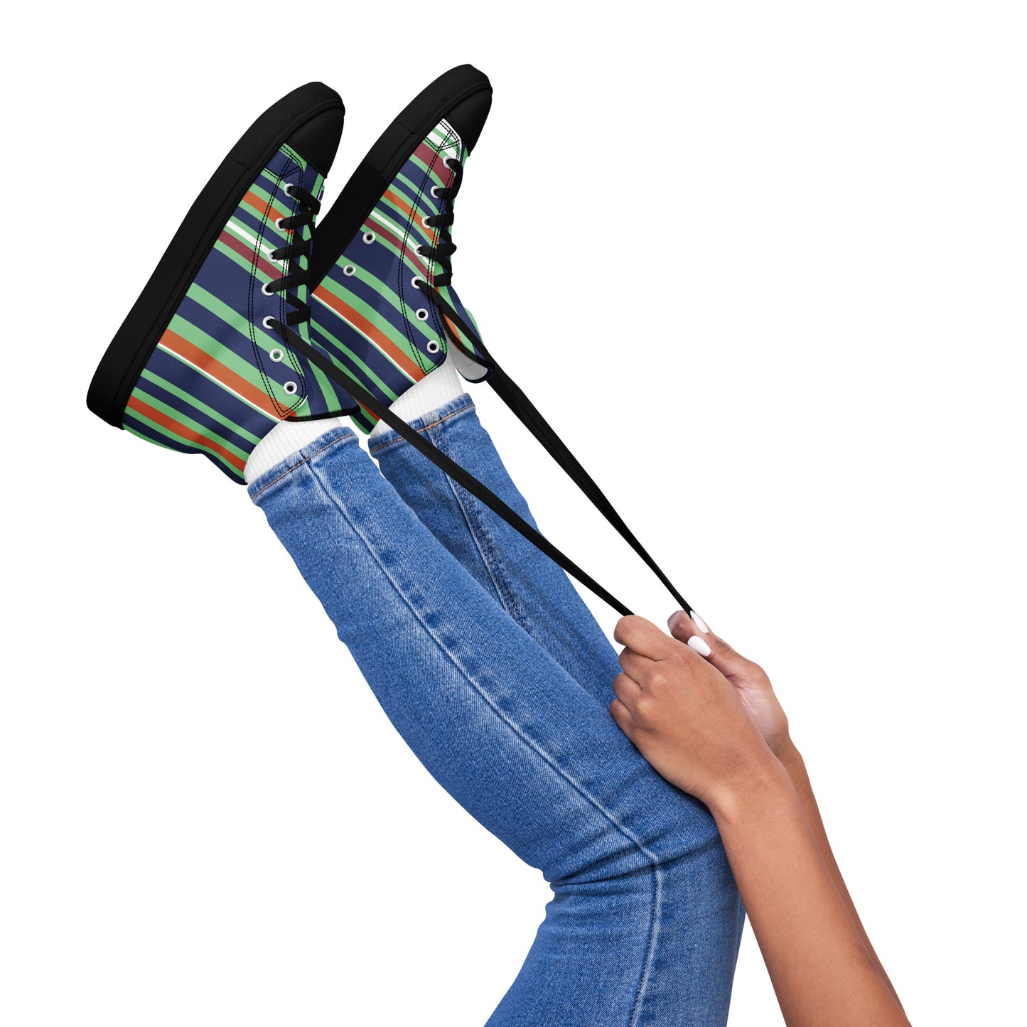 ATTITUDE. Women’s high top canvas shoes. PERSPECTIVE IS THE KEY.