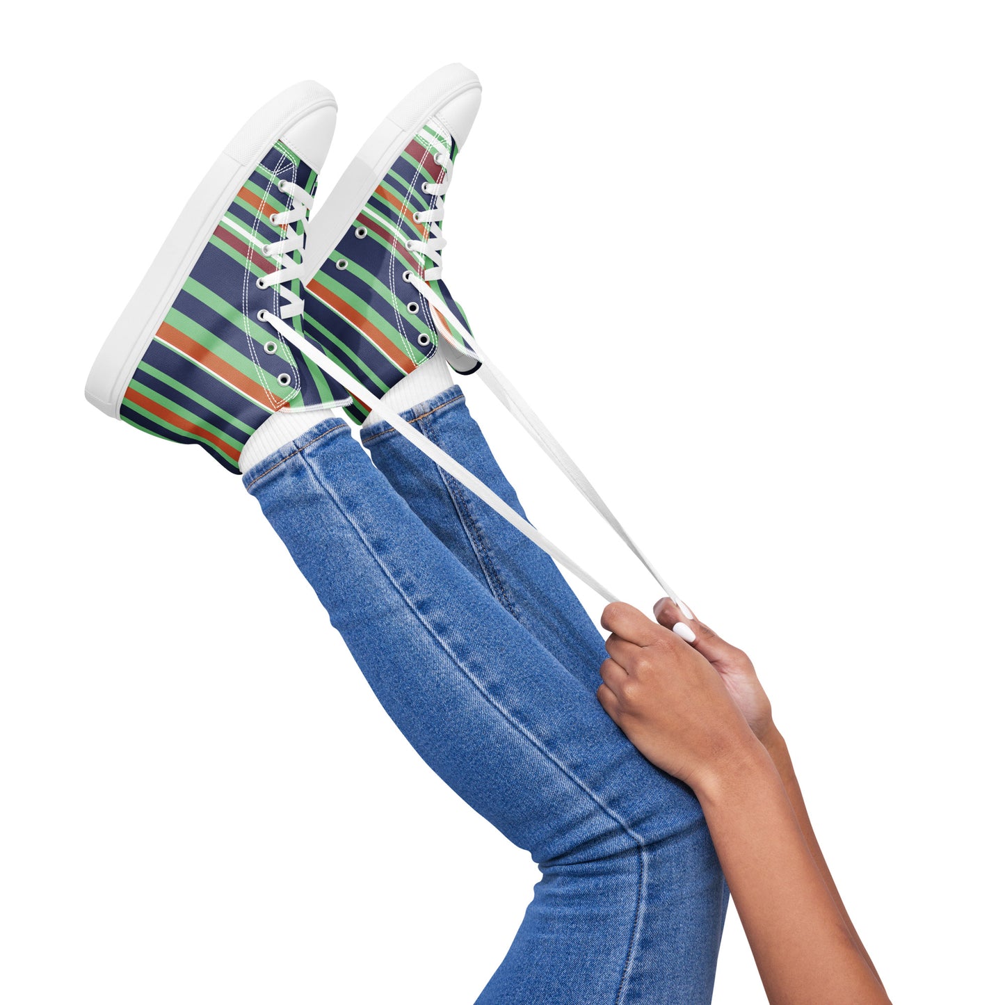 ATTITUDE. Women’s high top canvas shoes. PERSPECTIVE IS THE KEY.